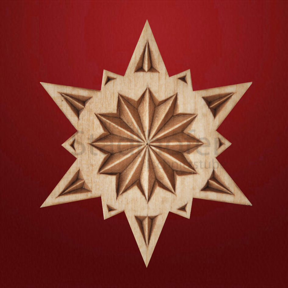 Geschnitzter Stern Nr. 02 Geschnitzte Sterne - Schnitzstube Stadlhofer