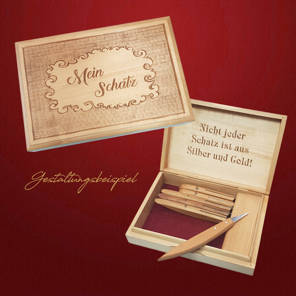 Messerbox fertig Lindenholzbox für Kerbschnittmesser - Schnitzstube Stadlhofer